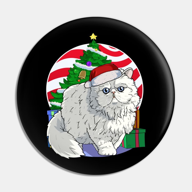 Persian Cat Santa Christmas Gift Pin by Noseking