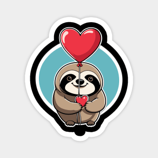 Sloth Heart Balloon - Valentines Day Magnet