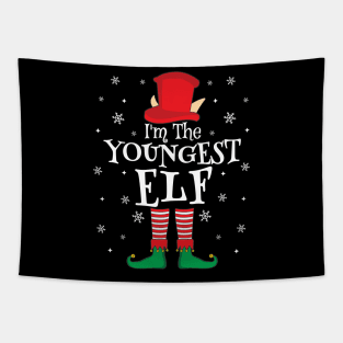 I'm The Youngest Elf Matching Family Christmas Pajama Shirt Tapestry