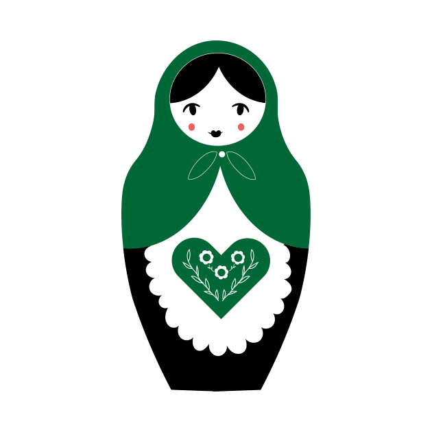 Matryoshka Nesting Doll, Green by BeanstalkPrints