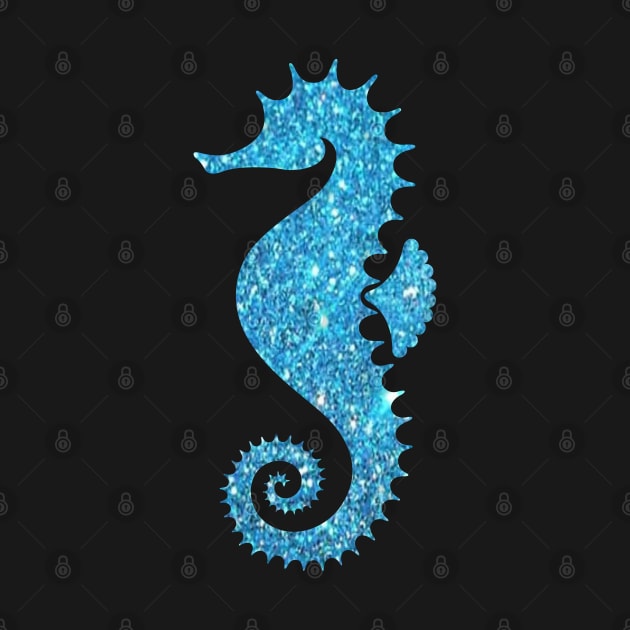 Light Blue Faux Glitter Seahorse by Felicity-K