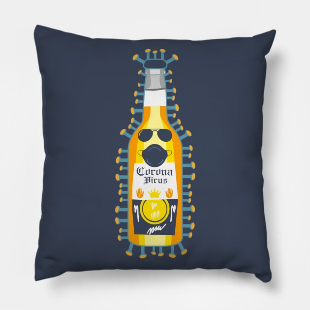 Corona (Beer) Virus Pillow by nonbeenarydesigns