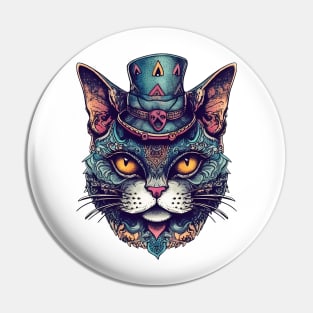 Ornamental hatter cat Pin