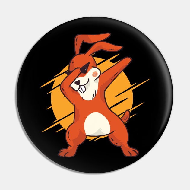 Dabbing Bunny Funny Cartoon Design Pin by CoolArts