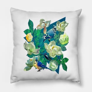 Blue Jays and Magnolias Pillow