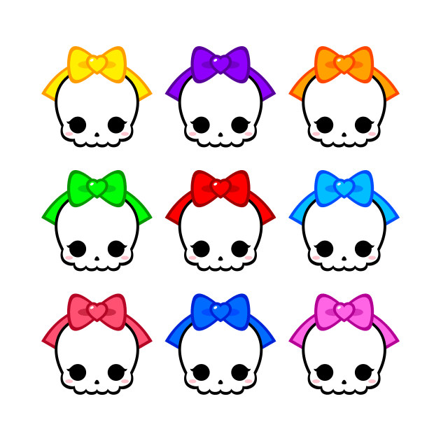 Cute Skulls with Bows by alien3287