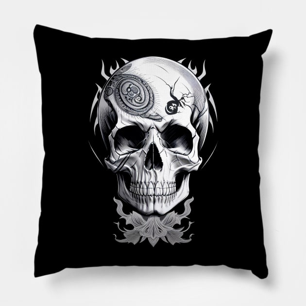 Tribal Skull Pillow by Buff Geeks Art