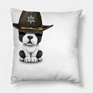 Cute French Bulldog Puppy Sheriff Pillow