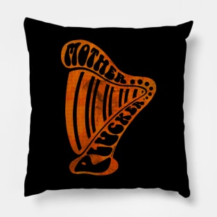 Mother Plucker Distressed Orange Harp Pillow