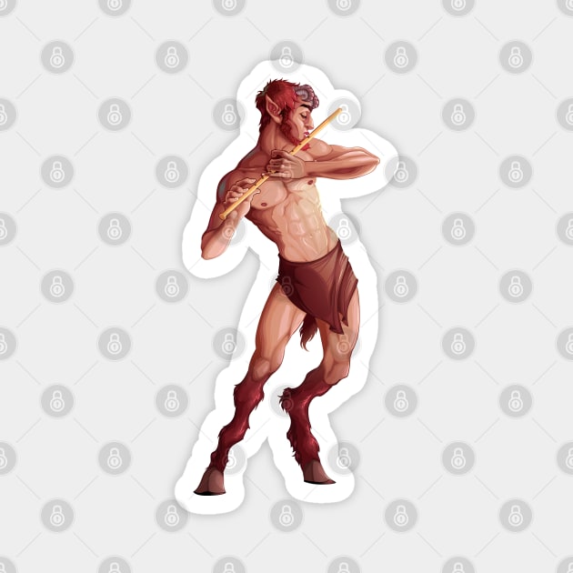 faun playing flute Magnet by Mako Design 