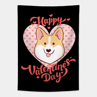 Happy valentines day cute corgi dog Tapestry