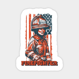 Firefighter woman US flag Magnet