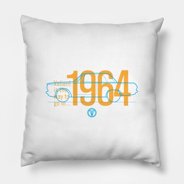 64 Valiant (Coupe) - The Way to Go! Pillow by jepegdesign