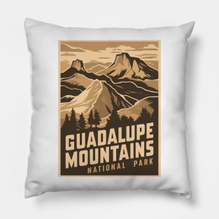 Poster Illustration of Guadalupe Mountains National Park Pillow