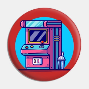 Arcade Machine With Soda Cartoon Vector Icon Illustration Pin