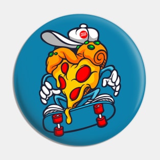 Skateboarding Slice of Pizza Cartoon Pin