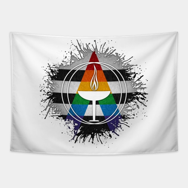 Paint Splatter LGBT Ally Pride Flag Unitarian Universalism Symbol Tapestry by LiveLoudGraphics