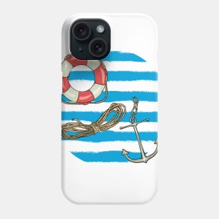 Navy pattern - Anchor, life buoys Phone Case