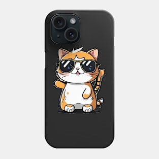 Cute ginger cat wearing sunglasses Phone Case