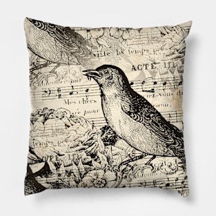 victorian music birds antique vintage retro Pillow