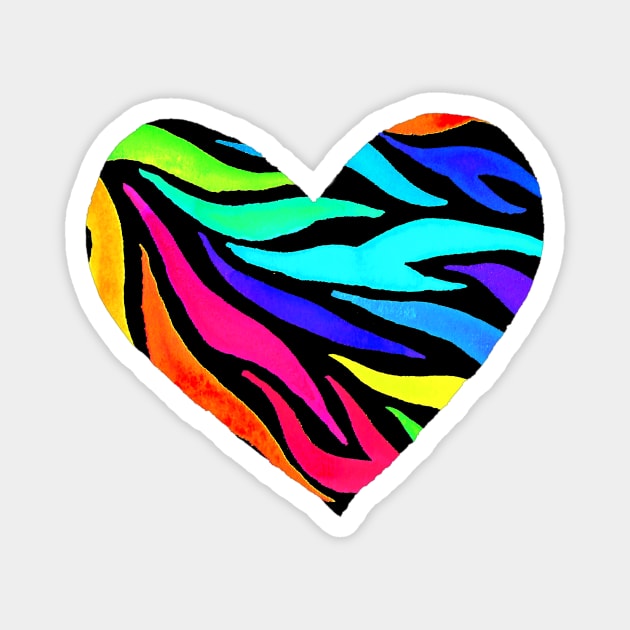 Rainbow Zebra Print Heart Magnet by KelseyLovelle