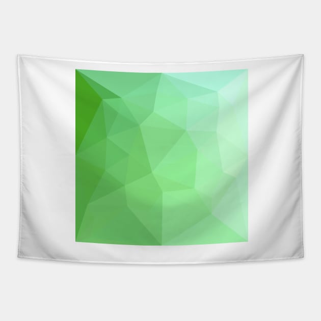 Dark Sea Green Abstract Low Polygon Background Tapestry by retrovectors