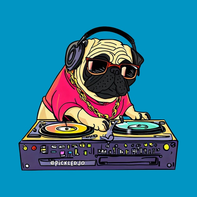 Pug DJ Cartoon by Pickledjo