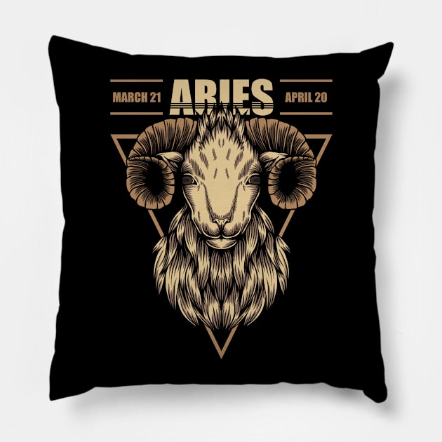 Aries Zodiac Symbol Pillow by Utopia Shop