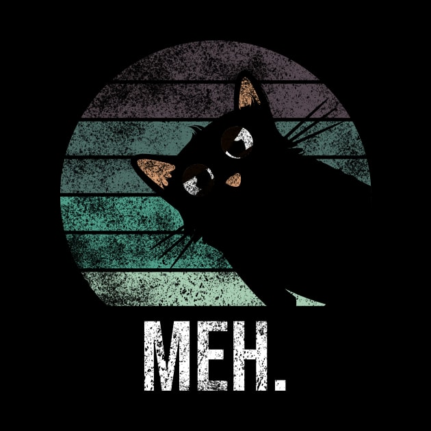 Cute and funny vintage meh black cat by Rishirt