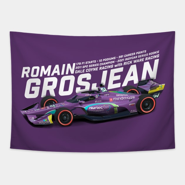 Romain Grosjean 2021 (white) Tapestry by Sway Bar Designs