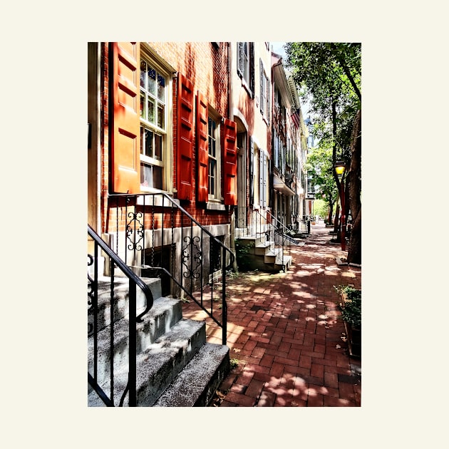 Philadelphia PA Street With Orange Shutters by SusanSavad