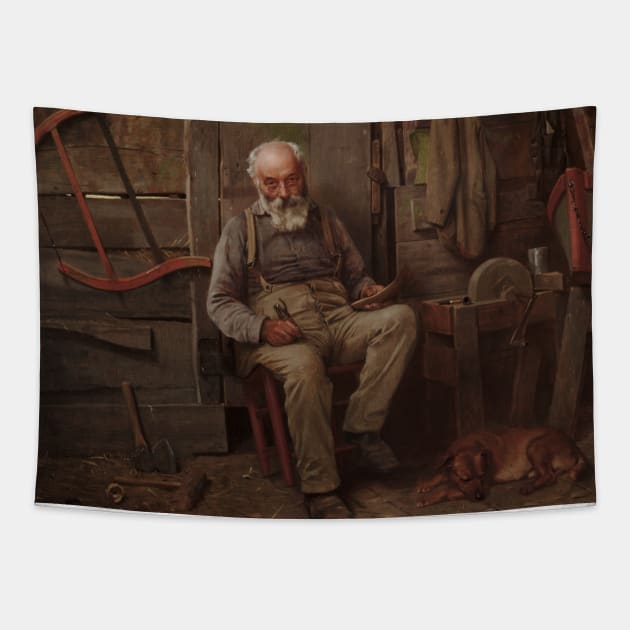 Boat Builder by John George Brown Tapestry by Classic Art Stall