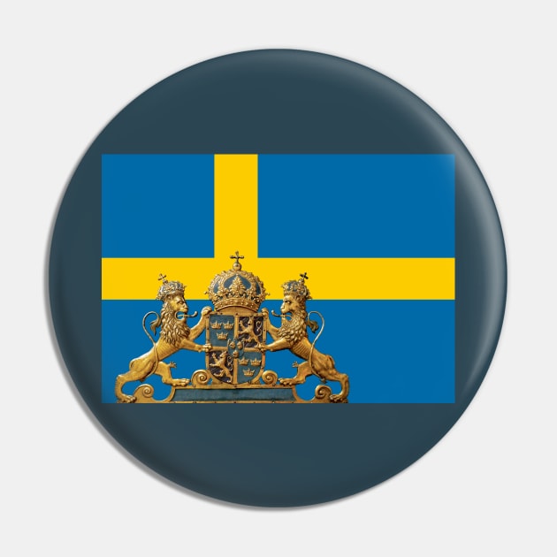 Swedish flag with Swedish coat of arms in foreground. Pin by Luggnagg