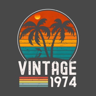 Vintage 1974 Retro Sunset Distress Edition | Classic 1974,Awesome Since 1974 T-Shirt