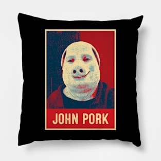 John Pork Vintage Retro Funny Meme Pillow