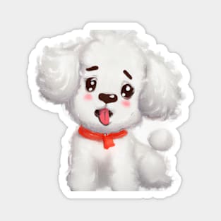 Cute Bichon Frisé Drawing Magnet