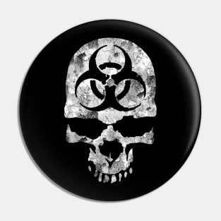 Distressed Biohazard Skull Pin