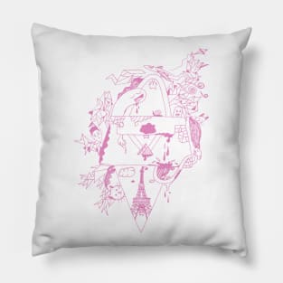 Light Pink Seven Cats In Paris Pillow