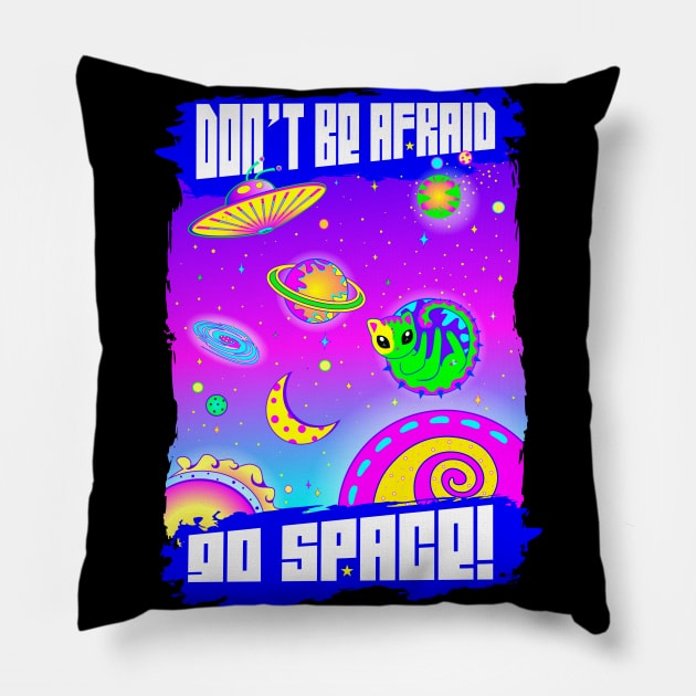 Go space - space alien cat and UFO Pillow by Agras