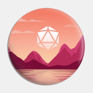 Pink Mountains and Sunset Polyhedral Dice Sun Sunset Pin