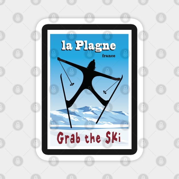 La Plagne, France, Ski Poster Magnet by BokeeLee