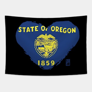 U.S. State - I Love Oregon - Oregon Flag Tapestry