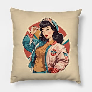 Bomber Babe Retro Baller Vintage Casual Jacket Fashion Pillow