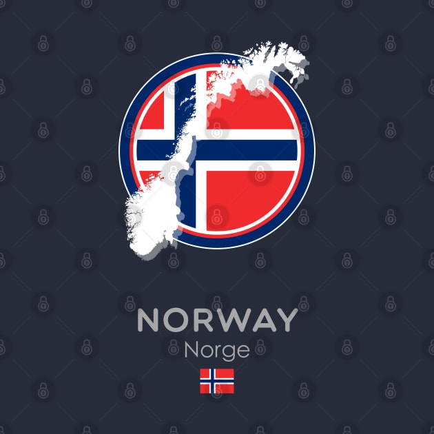 Norway Map and Flag by 9bitshirts