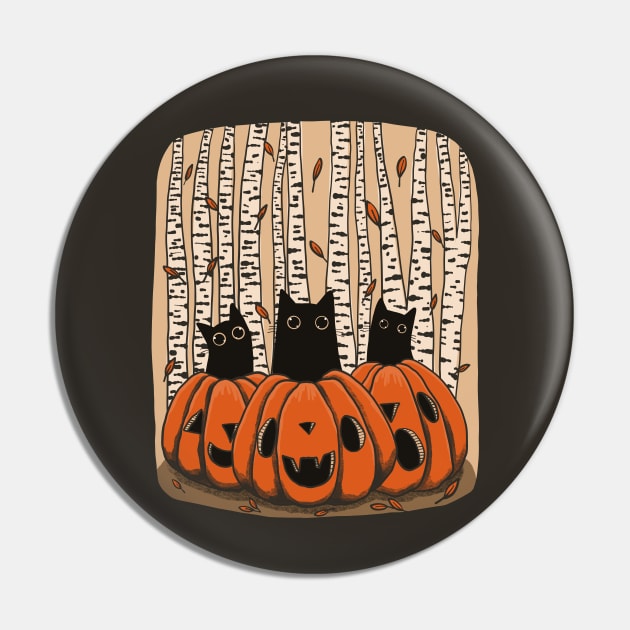 Peek A Boo Halloween Kitties Pin by KilkennyCat Art