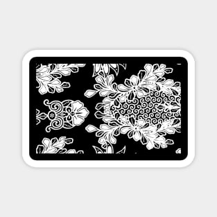 Paisley BALI BATIK Monochrome flowers Magnet