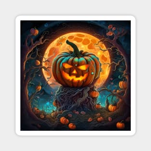 Halloween Jack O Lantern Pumpkin Starry Night Magnet