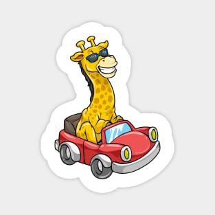 Cool giraffe is driving in a small car Magnet