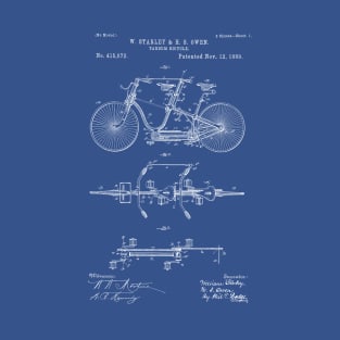 Tandem Bicycle Patent Blueprint W Starley H S Owen T-Shirt