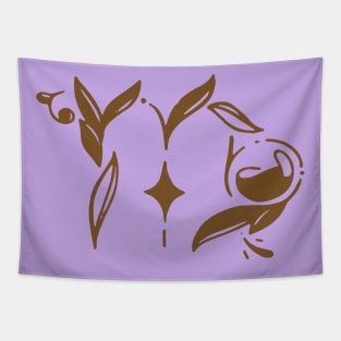 brownish Virgo floral zodiac sign Tapestry